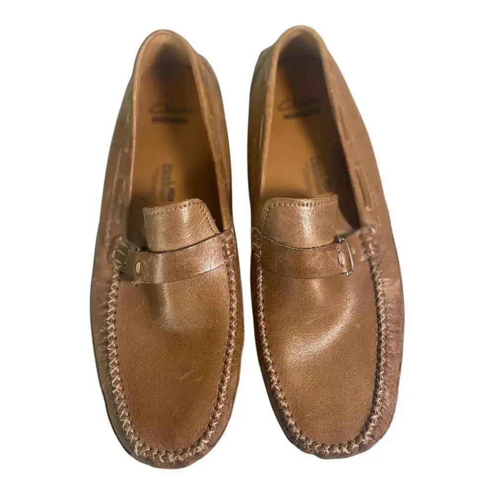 Clarks Men’s Markman Brown Leather Slip On Driver Loafers Size 10m